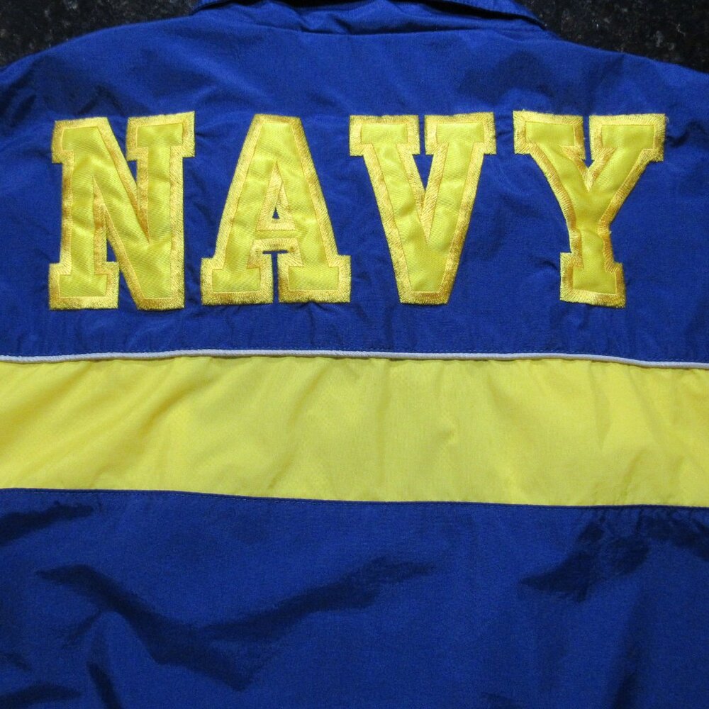 Vtg 1990 Authentic Navy Accelerate Your Life Medium warm up Navy track jacket - Picture 13 of 16